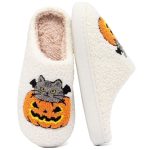 BERANMEY Halloween Slippers for Women Perfect Soft Plush Comfy Warm Slip-On Cute Womens Slippers Indoor Fluffy House Slippers for Women and Men Non-slip Fuzzy Flat Slides - Image 133